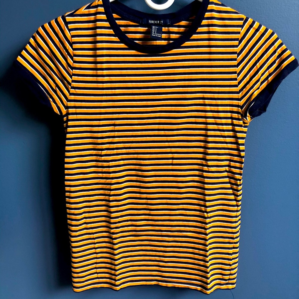 Yellow and Navy Striped Shirt from Forever 21